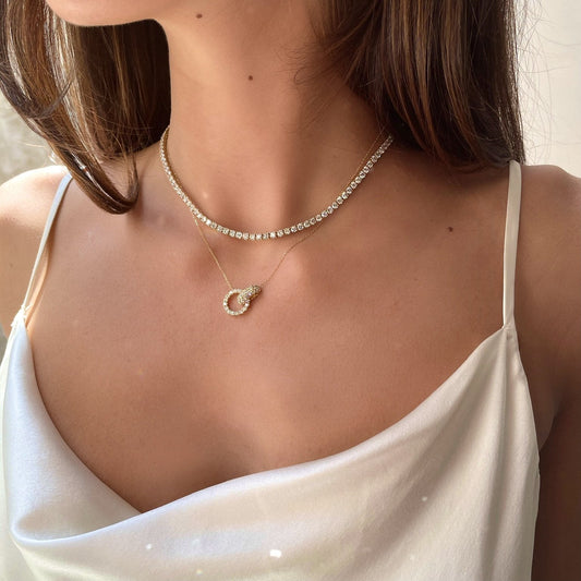 Collier Lien — Cercles Entrelacés Cristal
