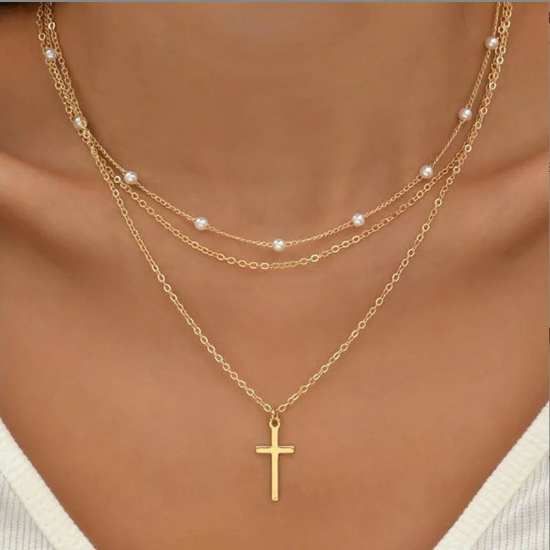 Collier Grâce — Perle & Croix Amour