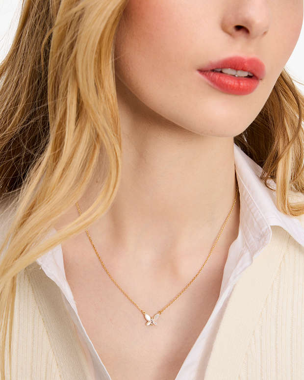 Collier Liberté — Papillon Double Chaîne Brillant